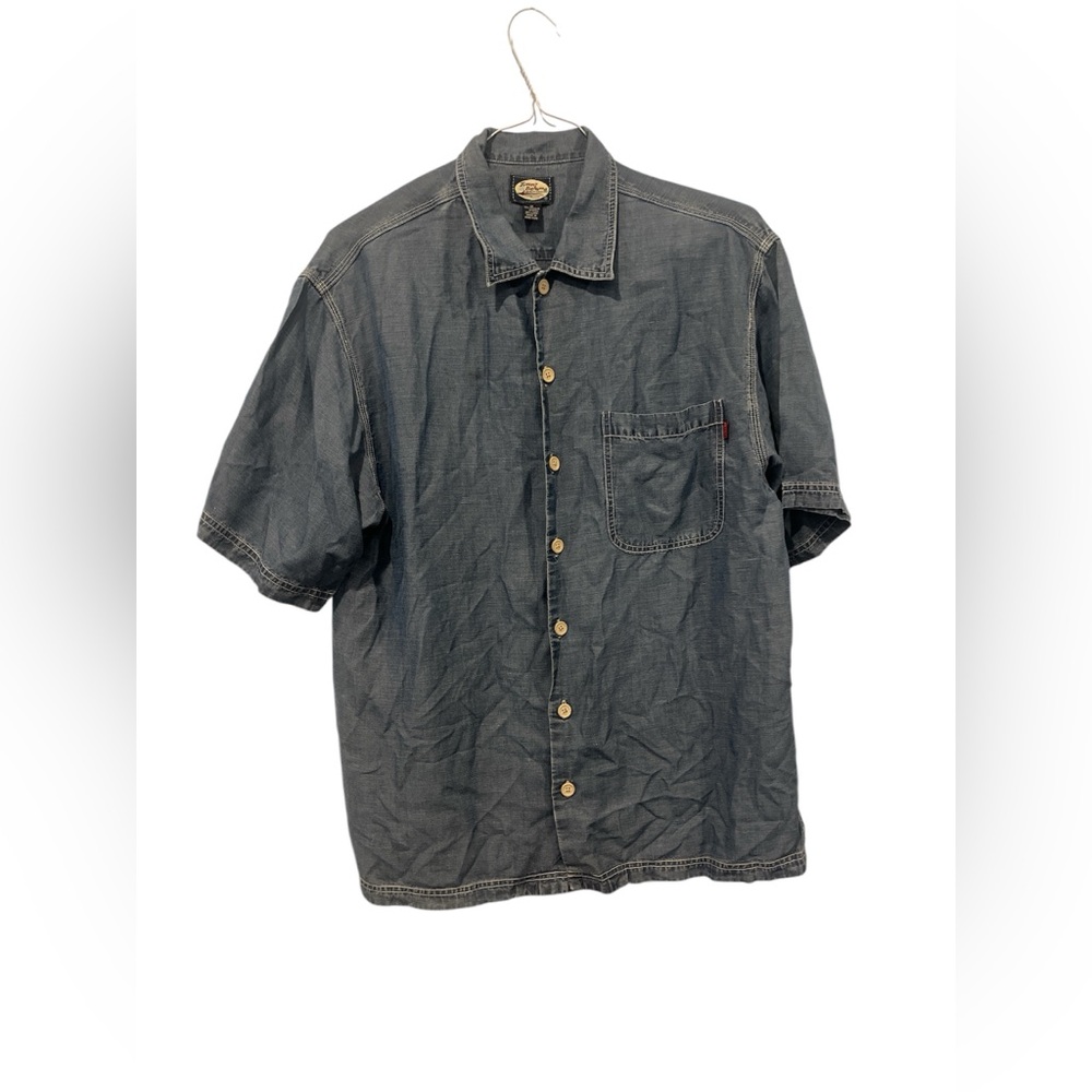 VTG Tommy Bahama Men’s Denim Blue Size Medium Button Down Stretch EUC